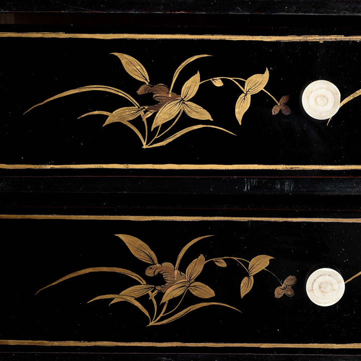 Painting Detail From Gilt Black Lacquer Jewellery Cabinet - Early 19thC | Indigo Antiques