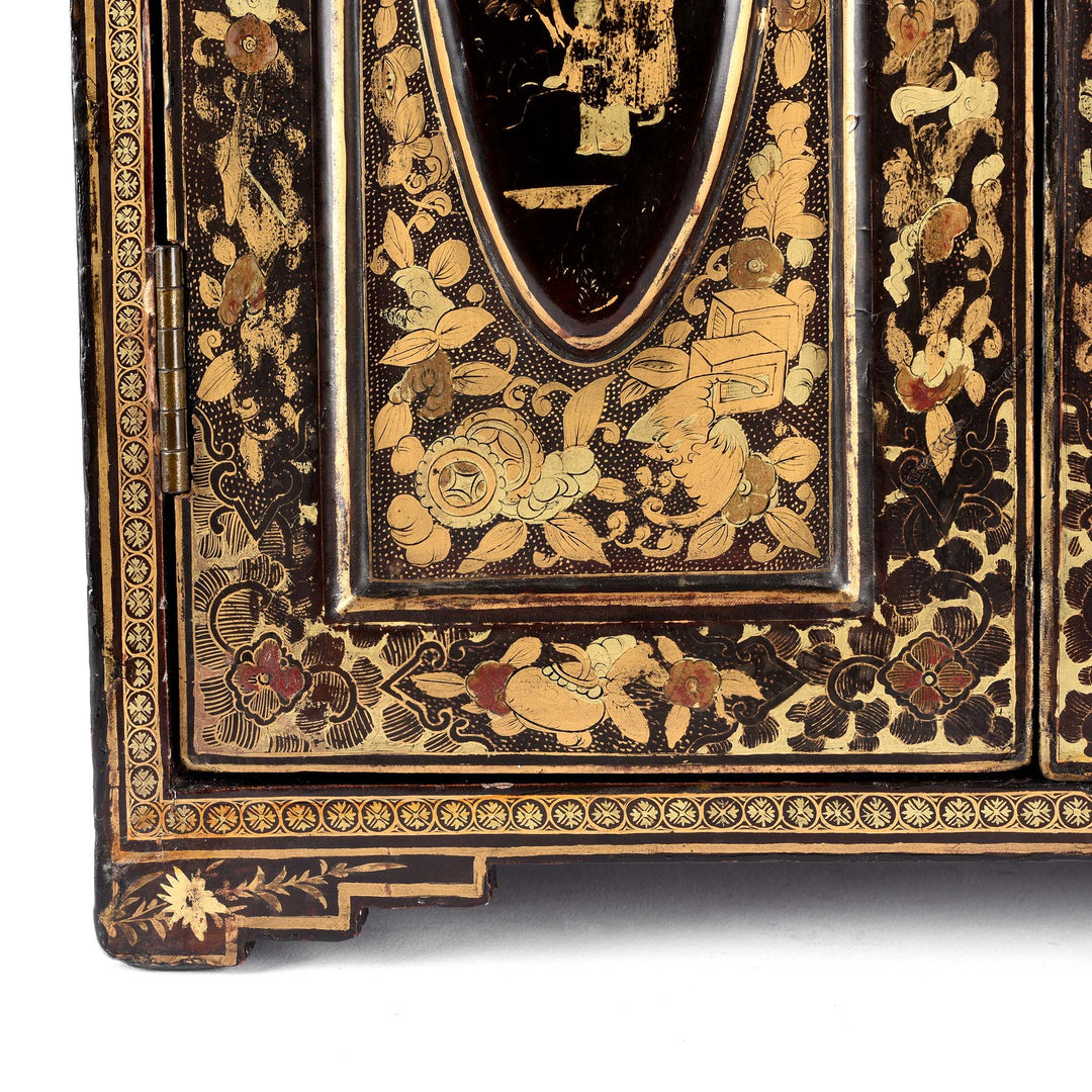 Detail From Gilt Black Lacquer Jewellery Cabinet - Early 19thC | Indigo Antiques