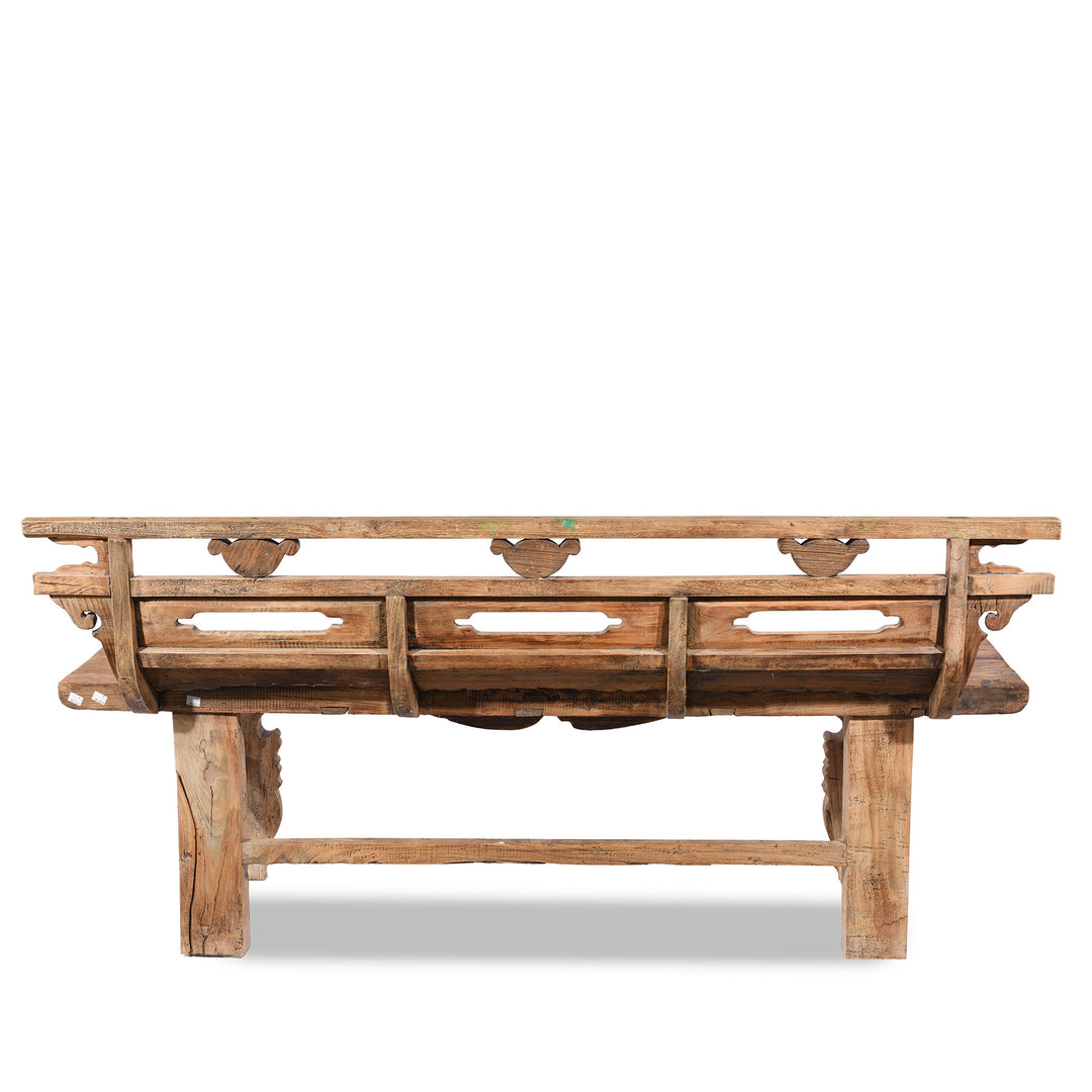 Reverse Of Old Chinese Elm Bench | Indigo Antiques