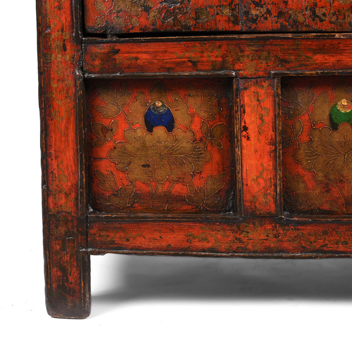Leg Detail From Painted Altar Cabinet from Tibet - 19thC | Indigo Antiques