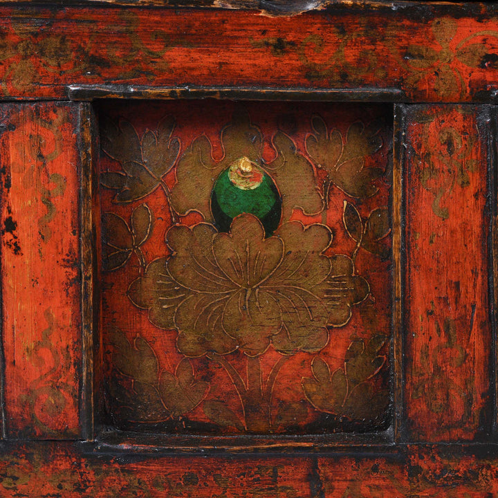 Jewel Of Tibet Detail From Painted Altar Cabinet from Tibet - 19thC | Indigo Antiques