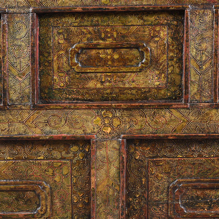 Detail From Antique Gilt Tibetan Pegam From Tsurpu - Late 18th Century | Indigo Antiques