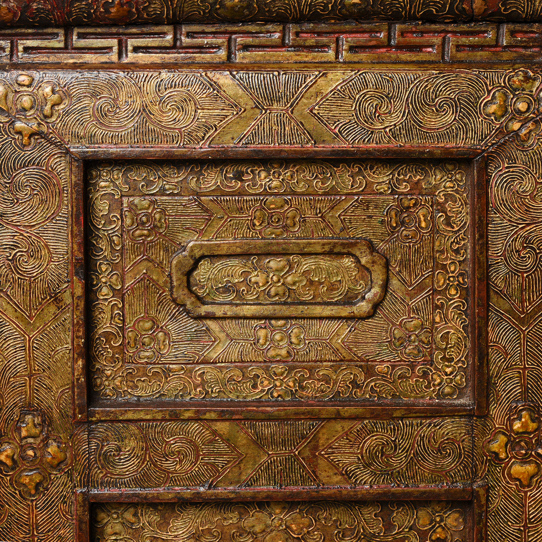 Detail From Antique Gilt Tibetan Pegam From Tsurpu - Late 18th Century | Indigo Antiques