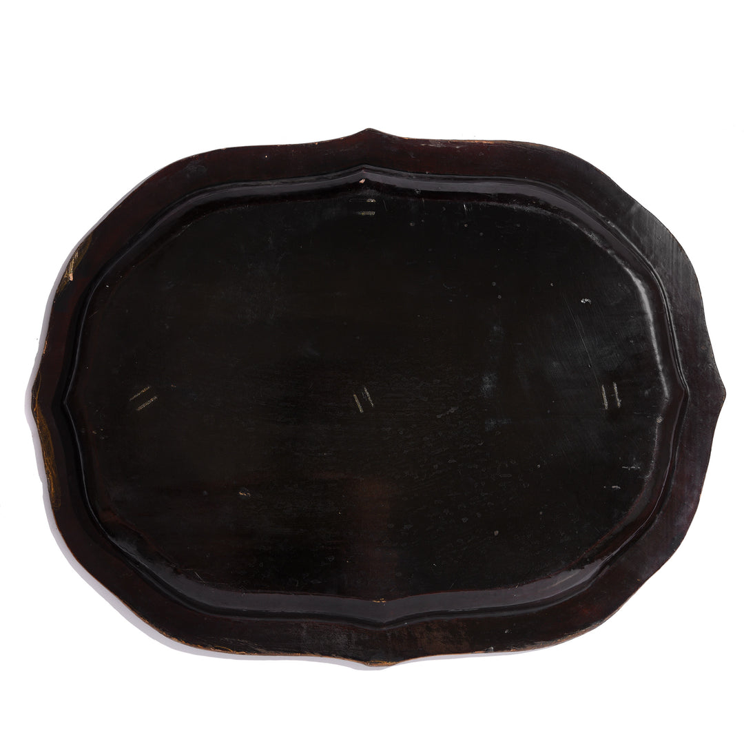 Reverse Of Chinese Export Black Lacquer Papiermache Tray - Early 19thC | Indigo Antiques