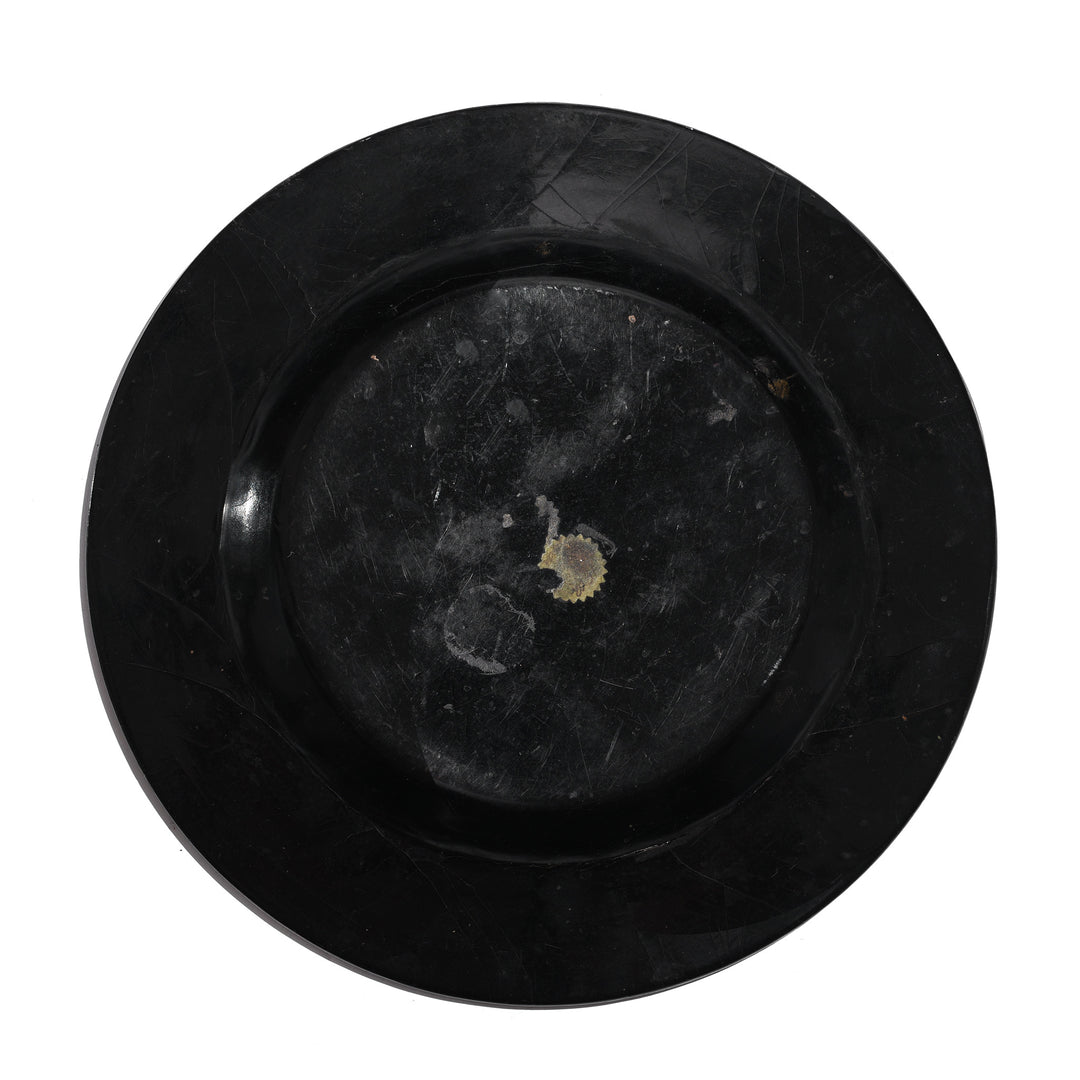 Reverse Of English Chinoiserie Black Lacquer Papiermache Plate - Late 18thC | Indigo Antiques