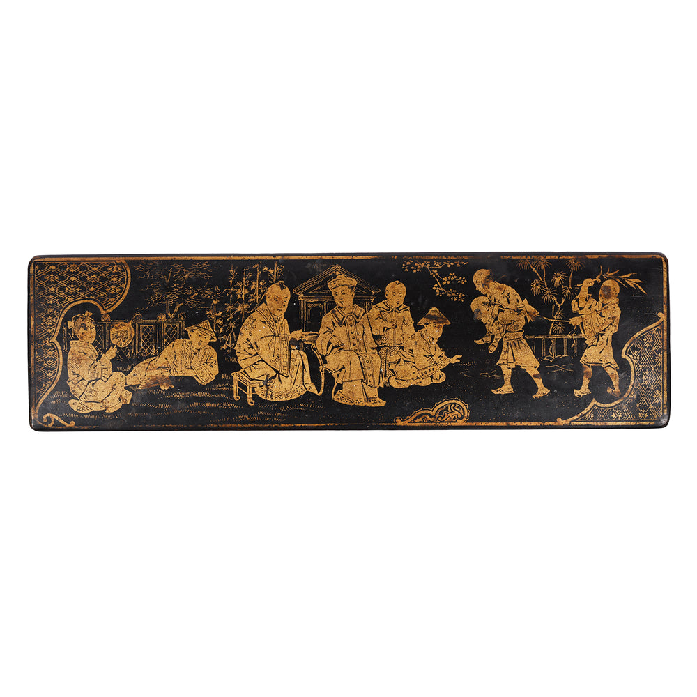 Lid Artwork Detail From Chinese Export Chinoiserie Pen Box - Mid 19thC | Indigo Antiques