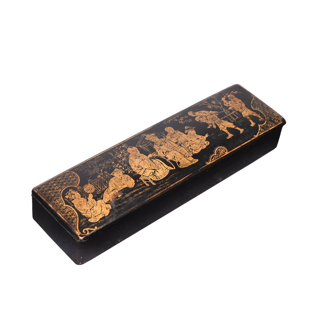 Angled View Of Chinese Export Chinoiserie Pen Box - Mid 19thC | Indigo Antiques
