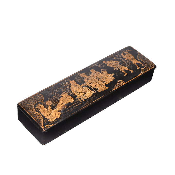 Angled View Of Chinese Export Chinoiserie Pen Box - Mid 19thC | Indigo Antiques