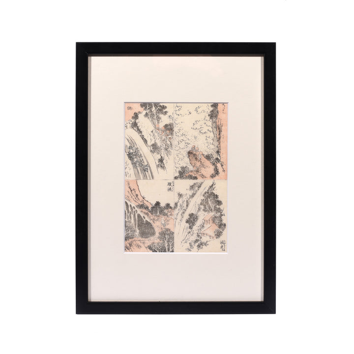 Japanese Waterfalls Hokusai Manga Woodblock Print  - Late 19thC | Indigo Antiques