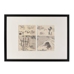 Embrasure Japanese Manga Woodblock Print by Hokusai - Late 19thC