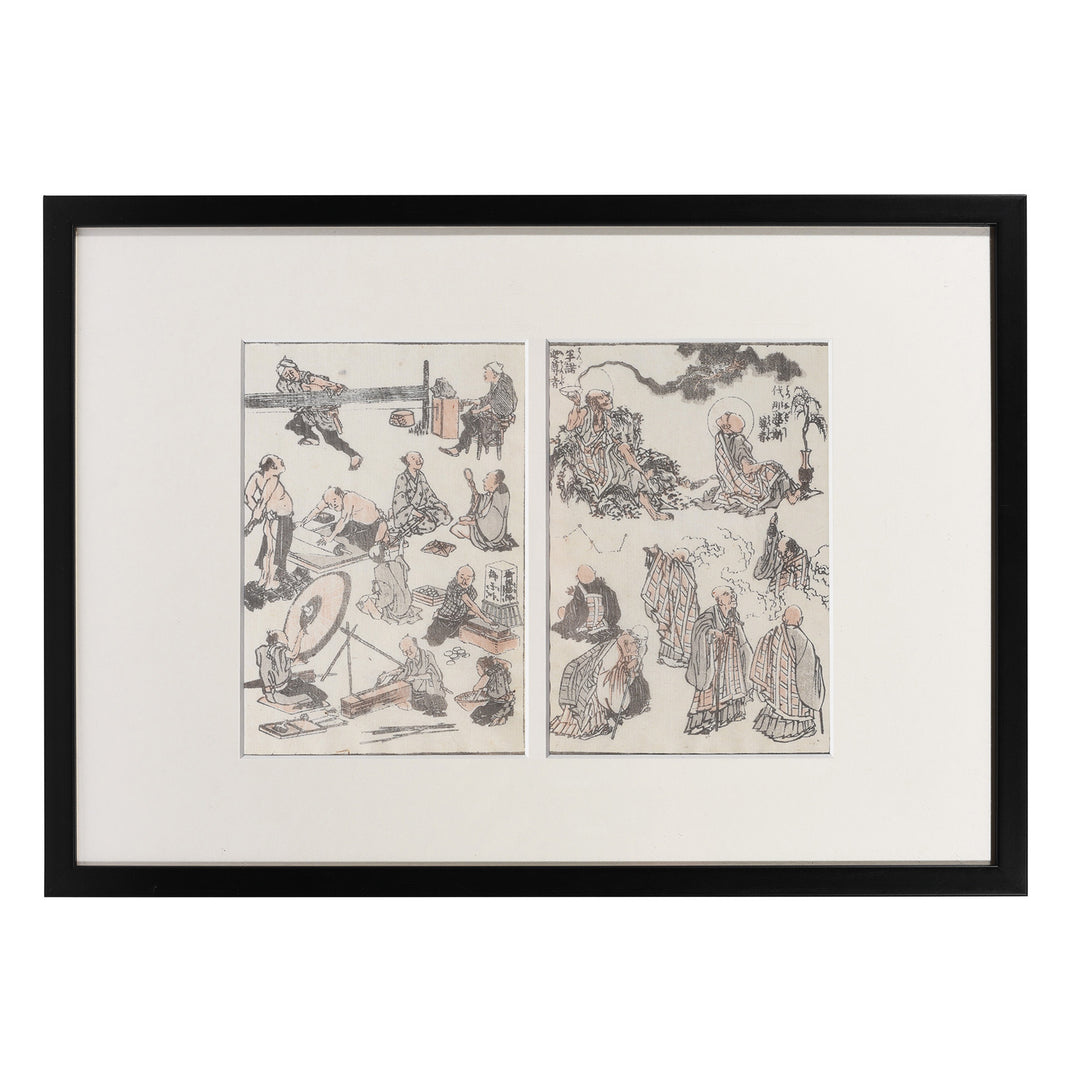Scenes of Daily Life Japanese Manga Woodblock Print - Late 19thC | Indigo Antiques