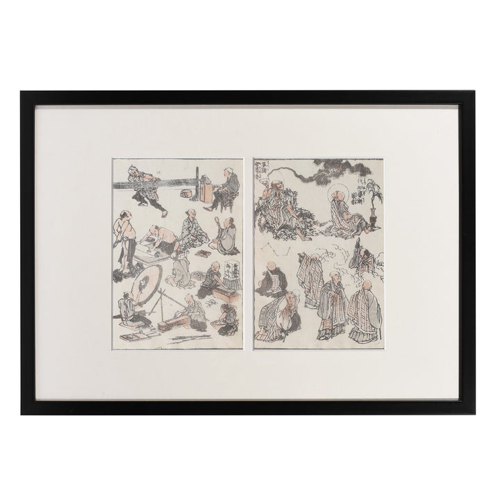 Scenes of Daily Life Japanese Manga Woodblock Print - Late 19thC | Indigo Antiques