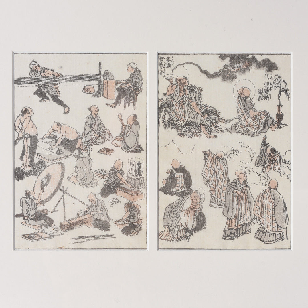 Scenes of Daily Life Japanese Manga Woodblock Print - Late 19thC | Indigo Antiques