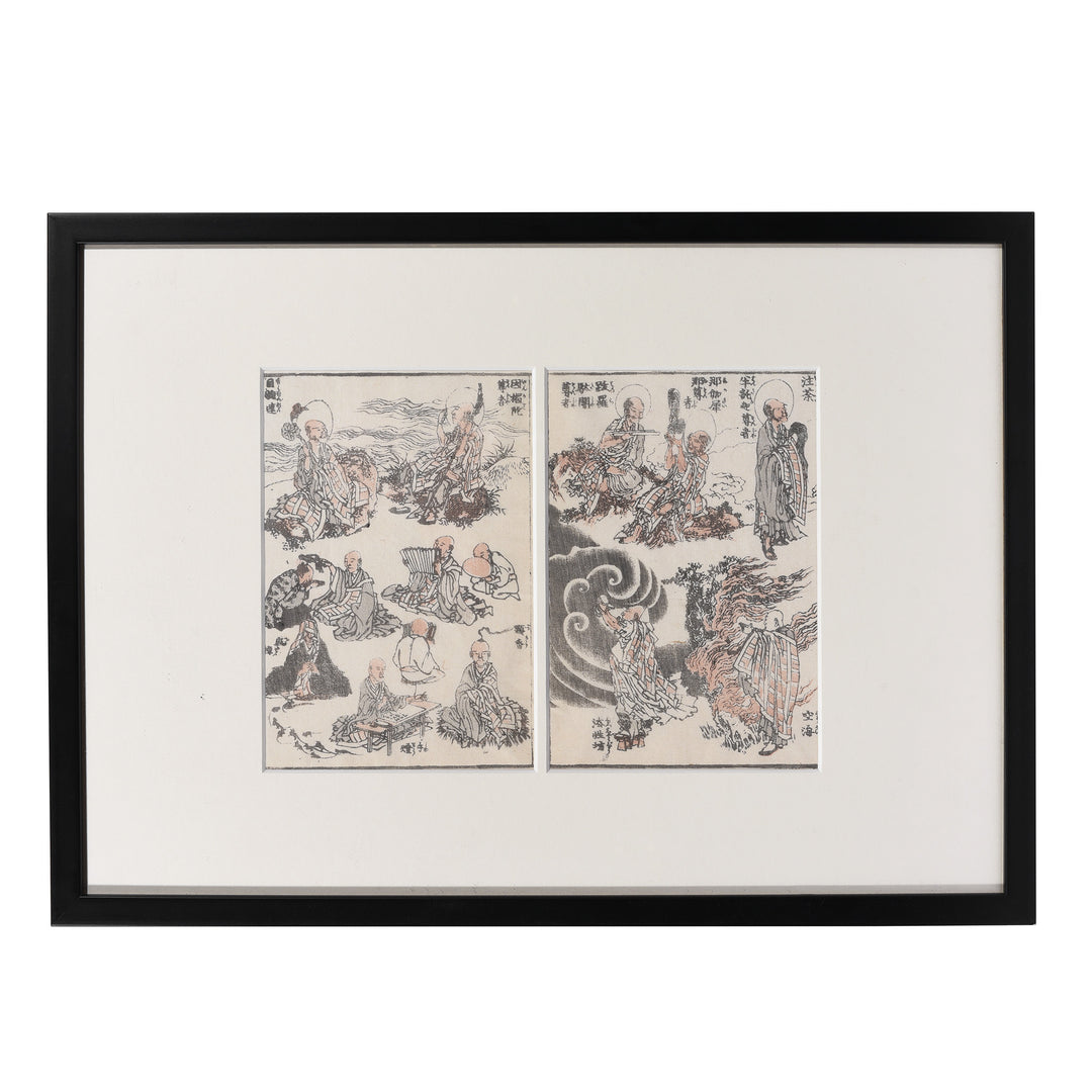 Buddhist Saints Manga Woodblock Print by Hokusai - Late 19thC | Indigo Antiques