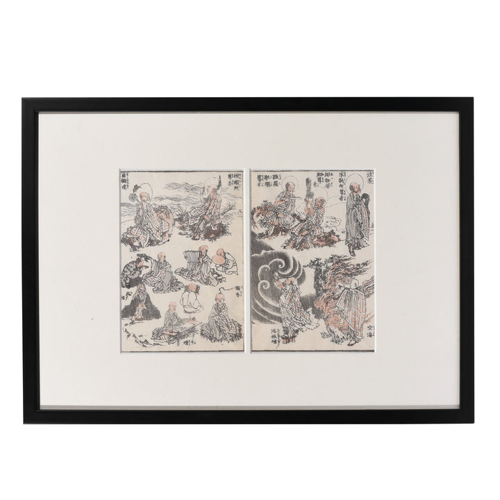 Buddhist Saints Manga Woodblock Print by Hokusai - Late 19thC | Indigo Antiques