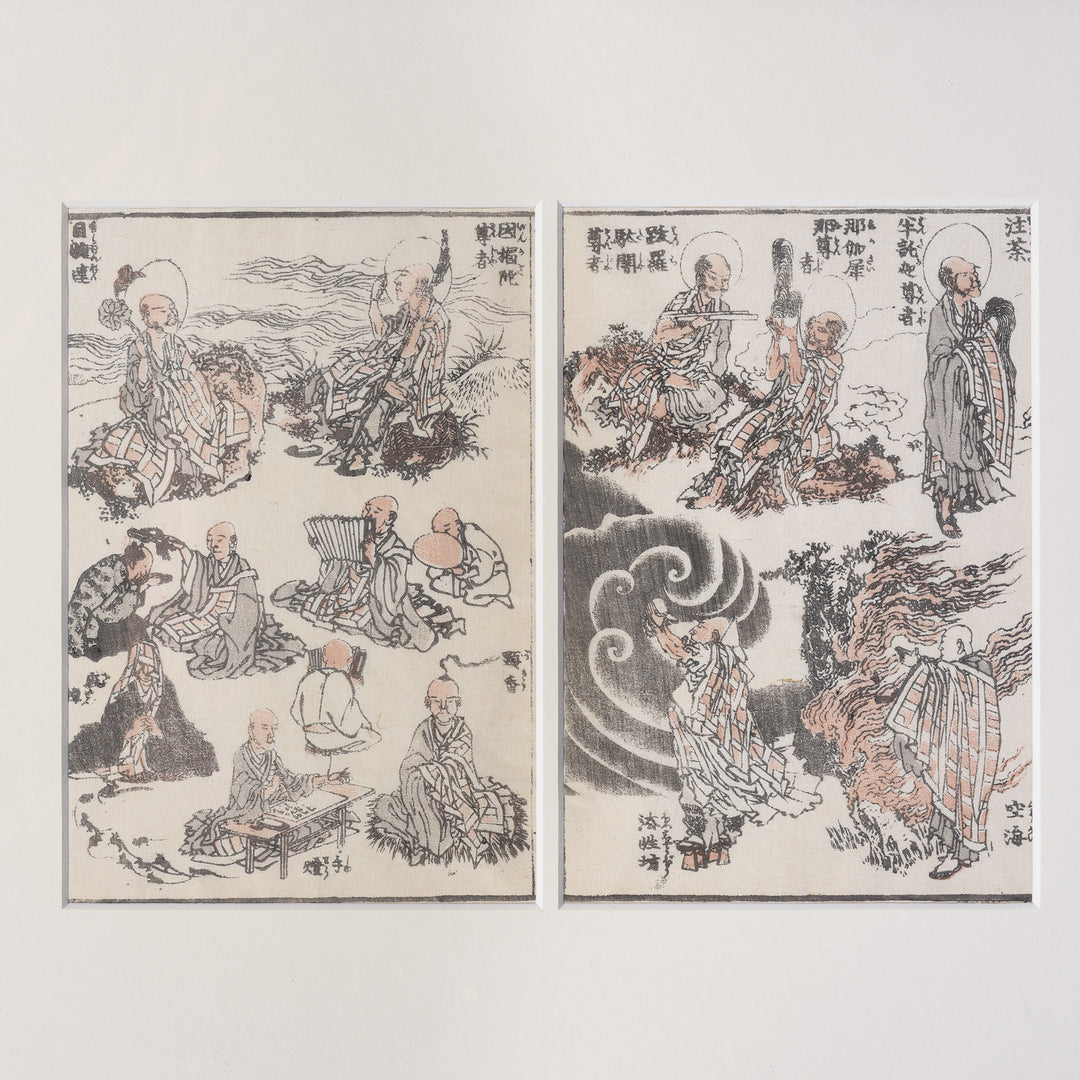 Buddhist Saints Manga Woodblock Print by Hokusai - Late 19thC | Indigo Antiques