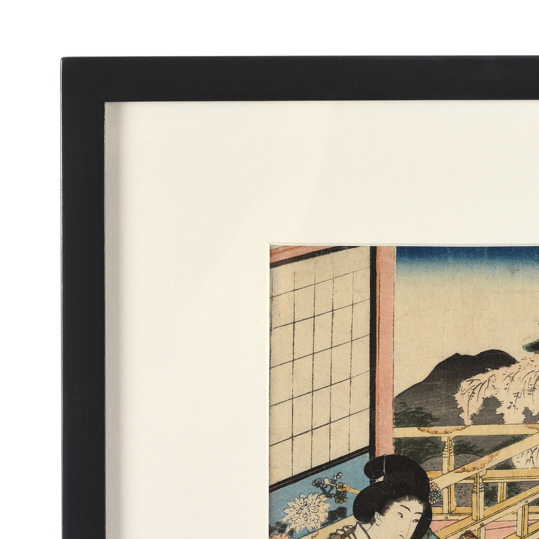 Frame Detail From Antique Framed Japanese Woodblock Print Oban by Utagawa Kunisada - 19thC | Indigo Antiques