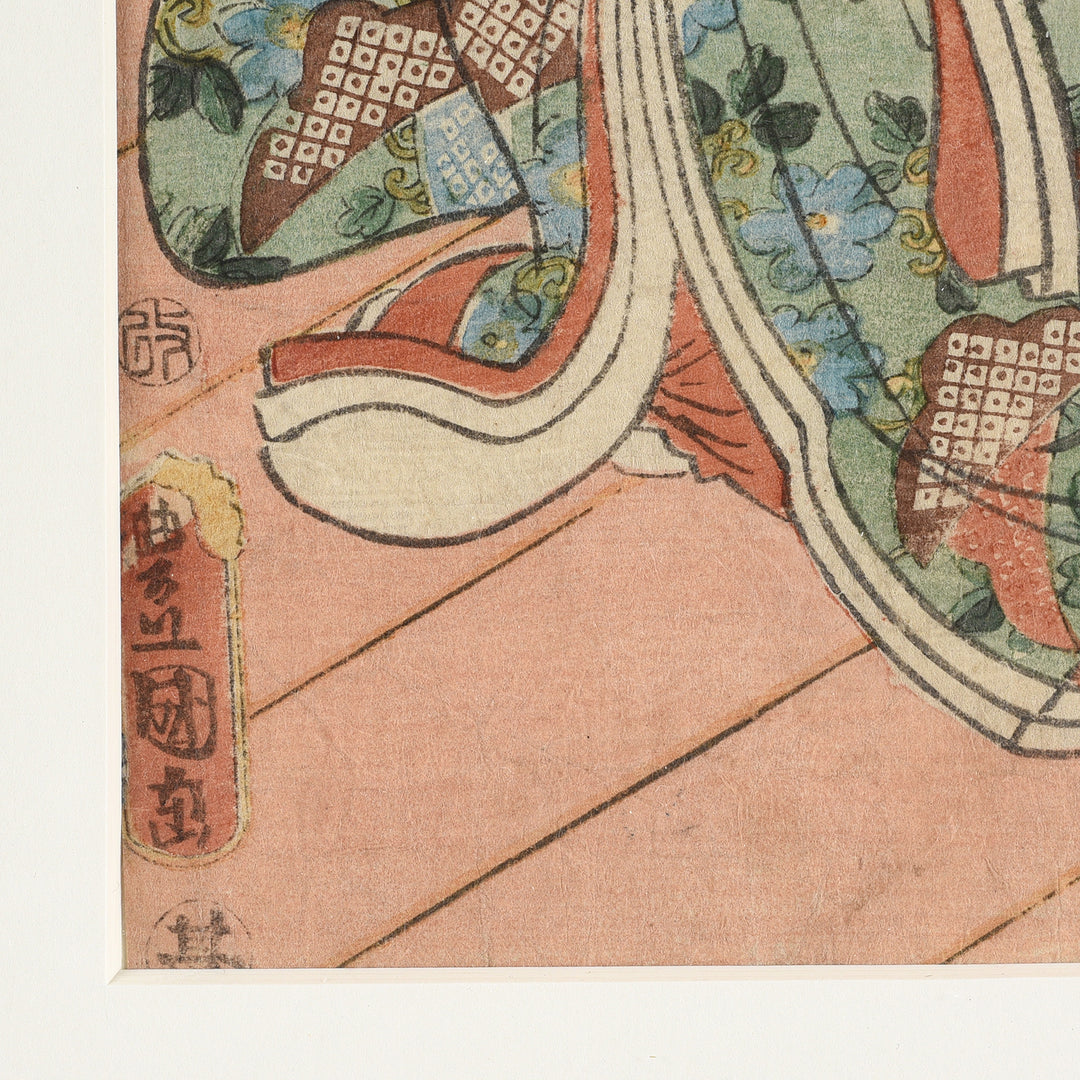 Detail From V1 Antique Framed Japanese Woodblock Print Oban by Utagawa Kunisada - 19thC | Indigo Antiques
