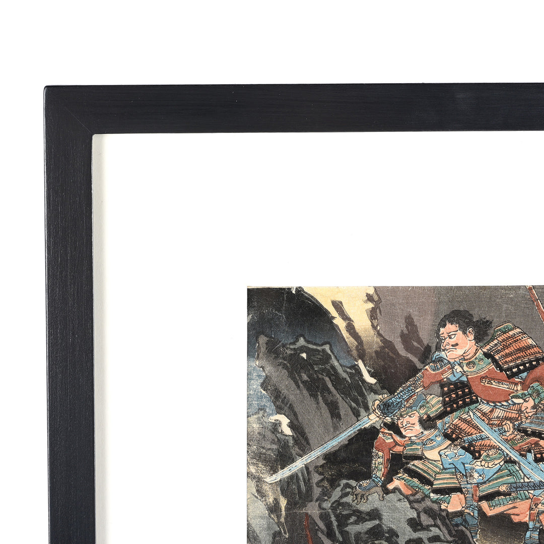 Frame Detail From Antique Framed Japanese Woodblock Print Oban By Kuniyoshi | Indigo Antiques