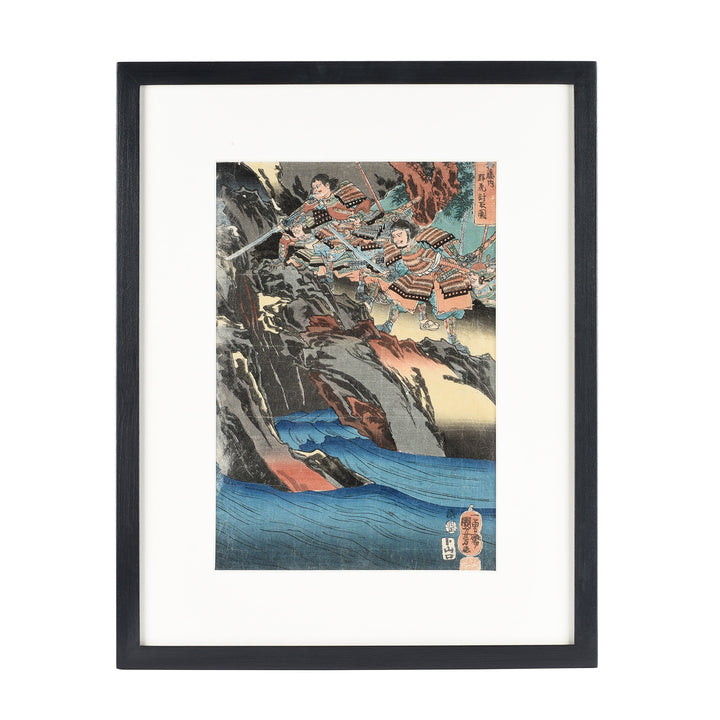 Antique Framed General Watônai hunting the Tigers in Formosa Japanese Woodblock Print Oban By Kuniyoshi | Indigo Antiques