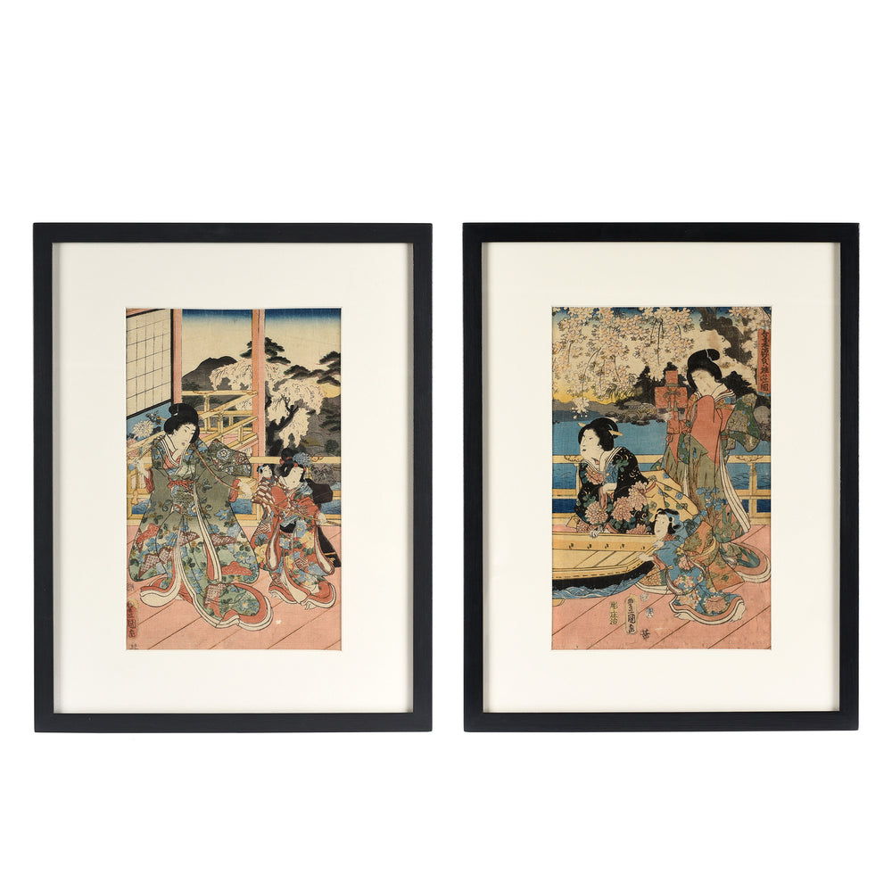 Antique Framed Japanese Woodblock Print Oban by Utagawa Kunisada - 19thC | Indigo Antiques