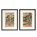 Framed Japanese Woodblock Print Oban by Utagawa Kunisada - 19thC
