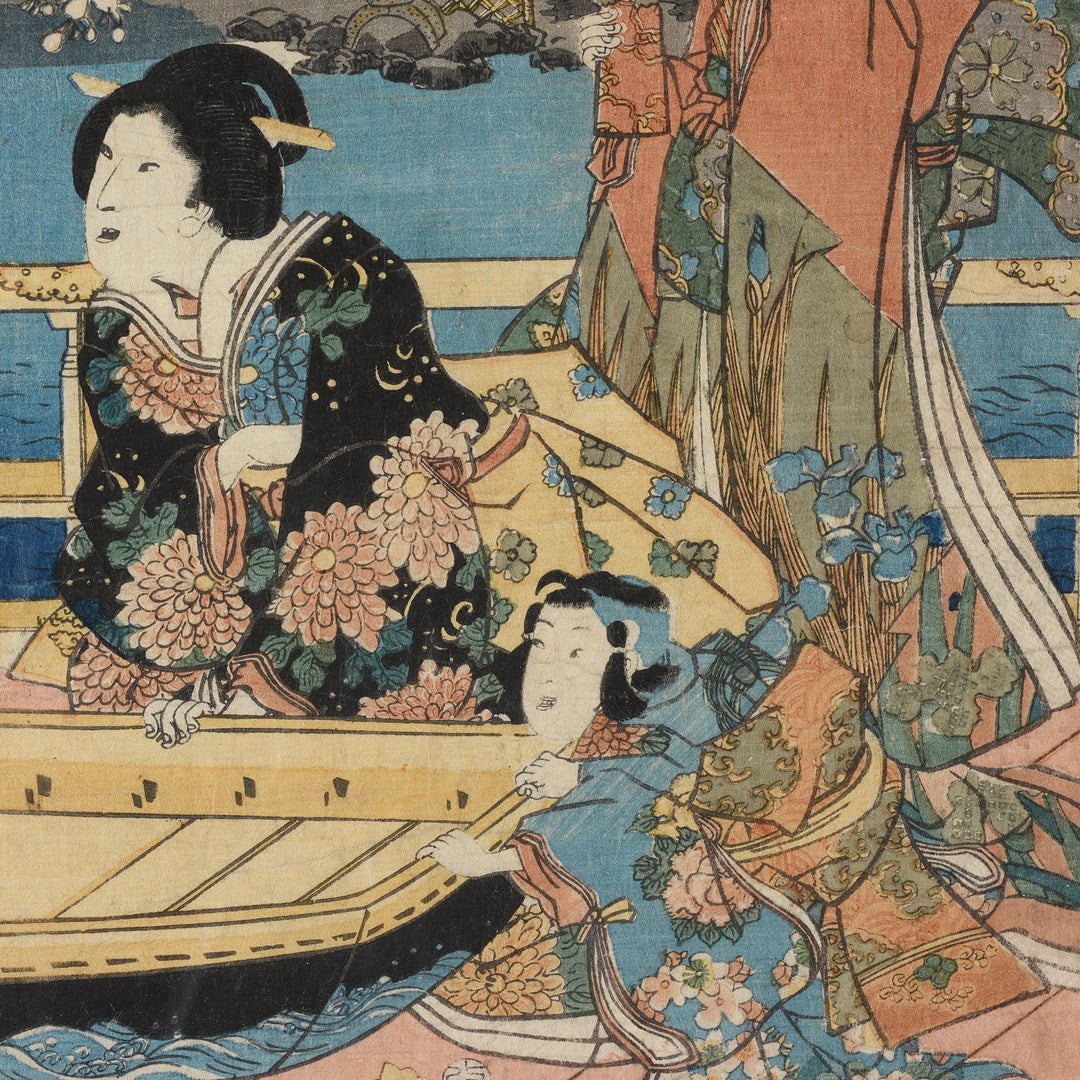 Detail From Option 2 Framed Japanese Woodblock Print Oban by Utagawa Kunisada - 19thC | Indigo Antiques