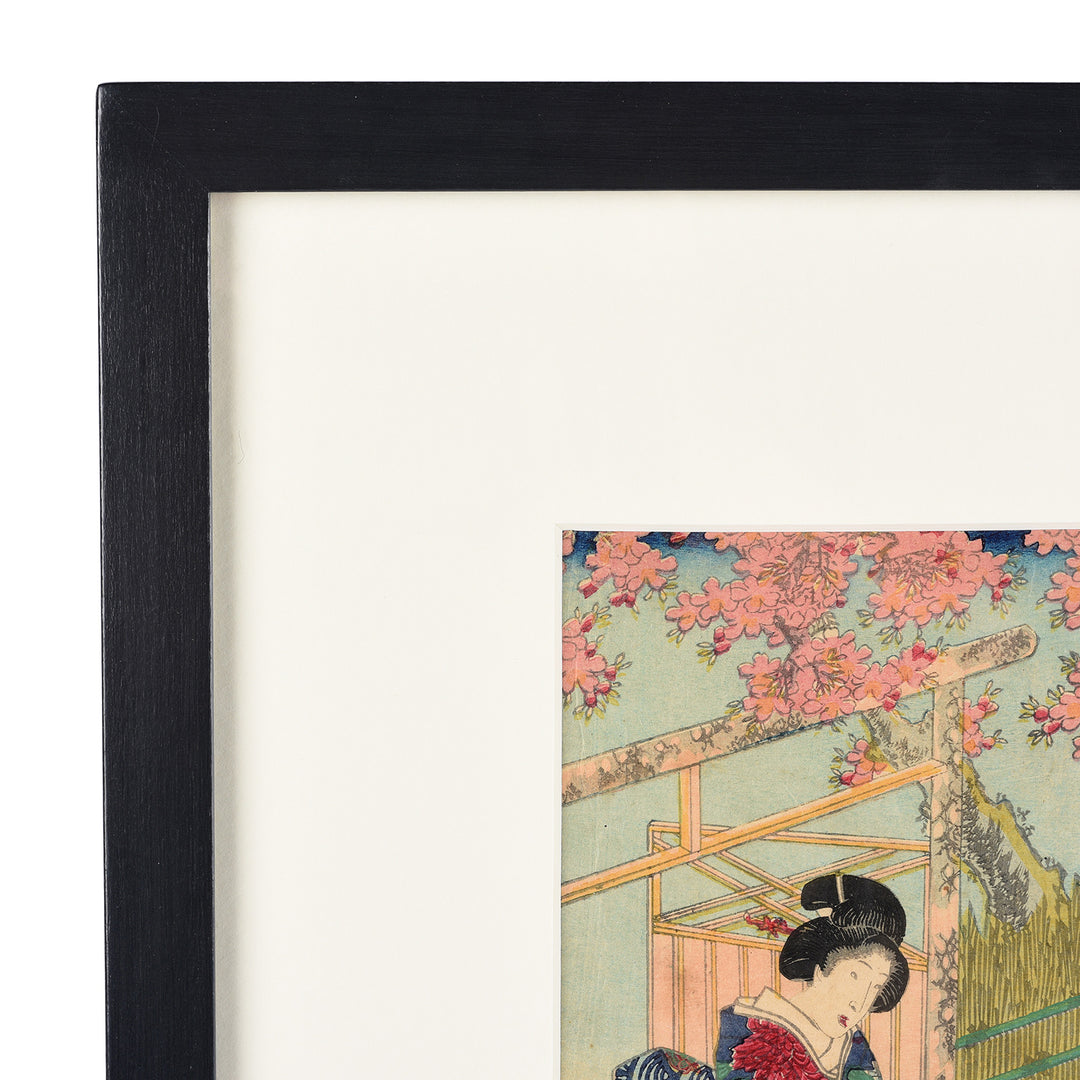 Frame Detail From Framed Japanese Woodblock Print by Utagawa Kunisada - Meji Period | Indigo Antiques