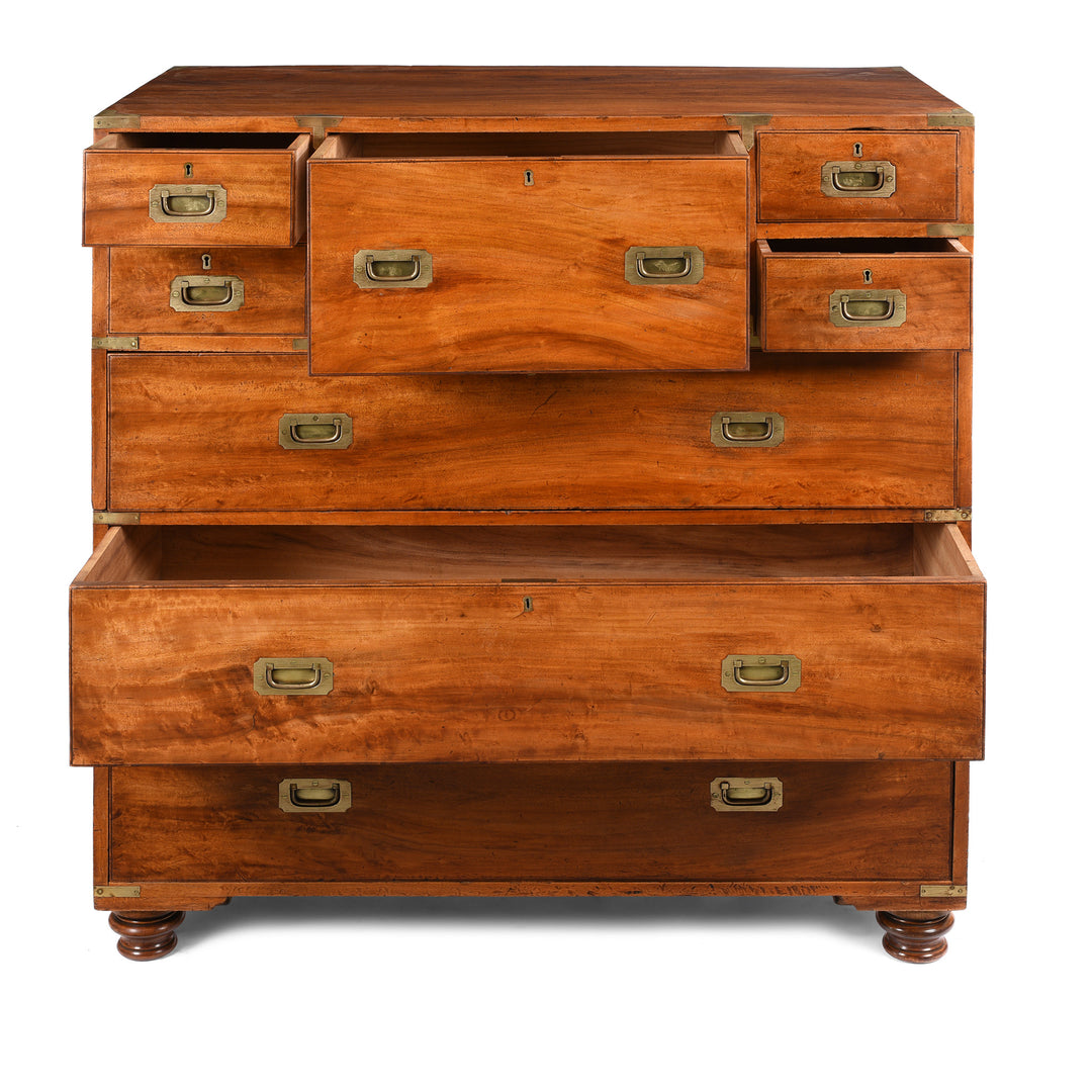 Open Drawers View Of Anglo Indian Camphor Campaign Chest Of Drawers - 19thC | Indigo Antiques