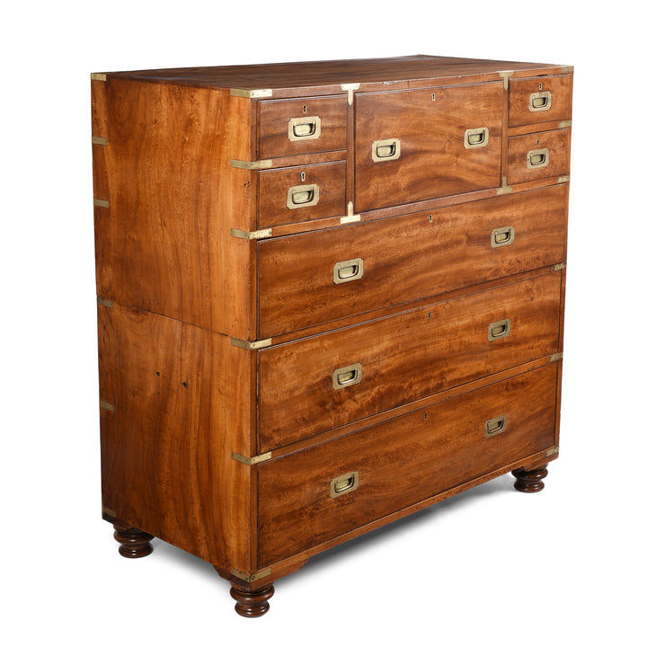 Corner View Of Anglo Indian Camphor Campaign Chest Of Drawers - 19thC | Indigo Antiques