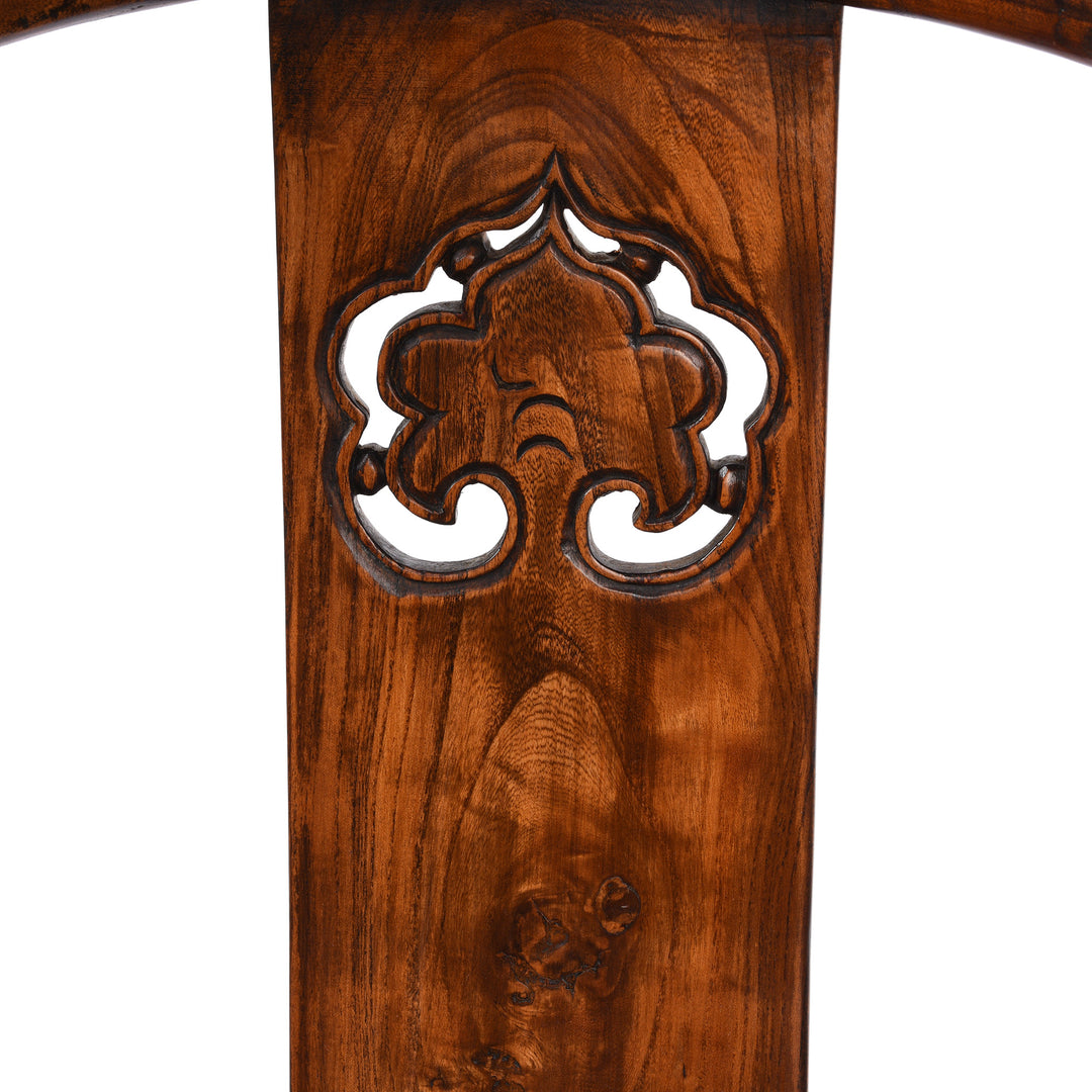 Carving Detail From Pair Of Elm Chinese Horseshoe Chair - 19thC | Indigo Antiques