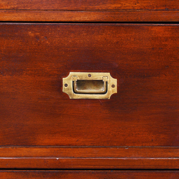 Anglo Indian Teak Campaign Chest Of Drawers - 19thC