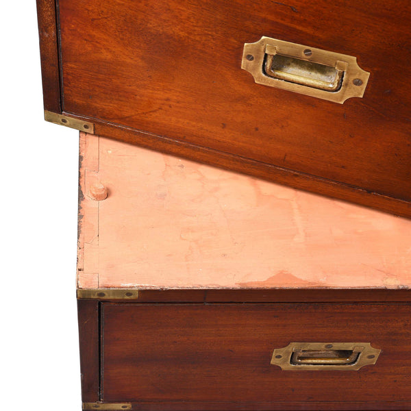 Anglo Indian Teak Campaign Chest Of Drawers - 19thC