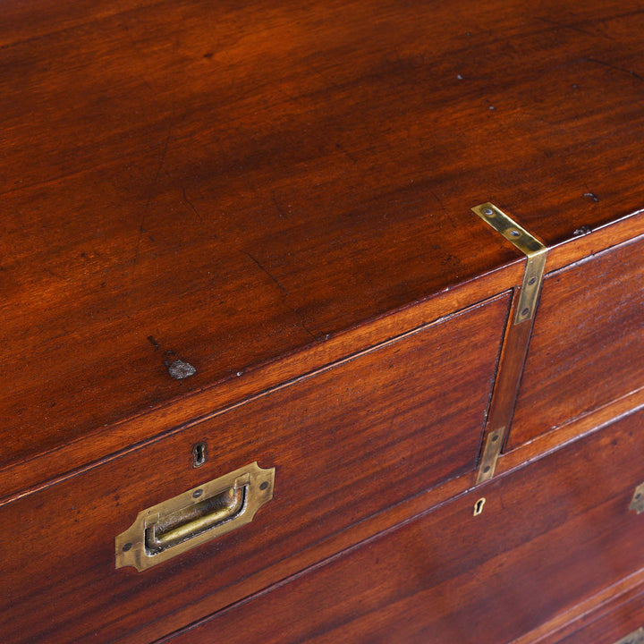 Surface View From Anglo Indian Teak Campaign Chest Of Drawers - 19thC | Indigo Antiques