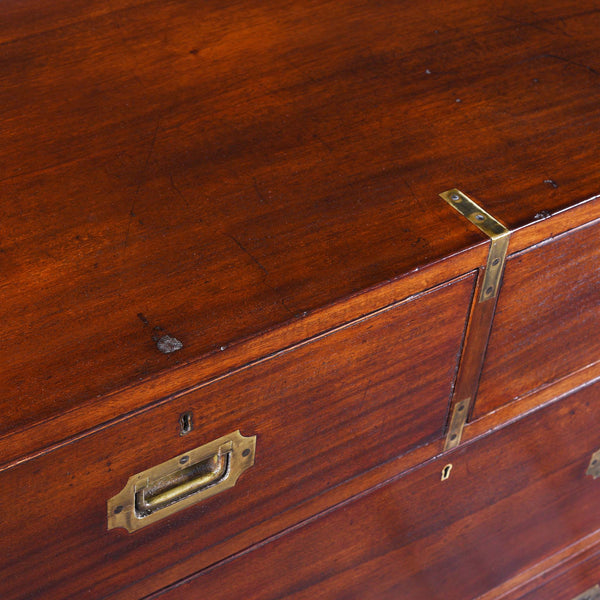 Anglo Indian Teak Campaign Chest Of Drawers - 19thC