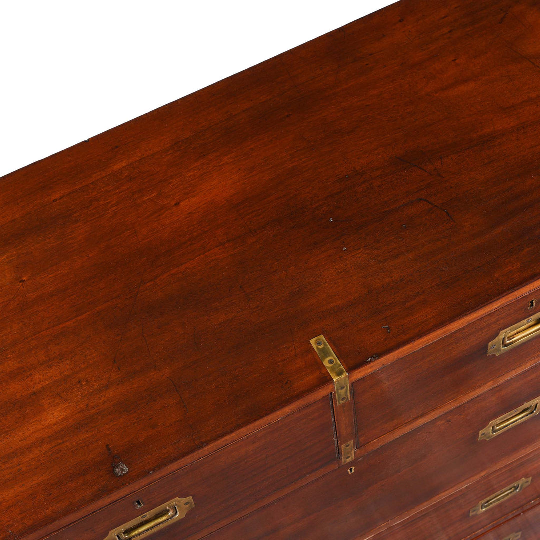 Top Down View Of Anglo Indian Teak Campaign Chest Of Drawers - 19thC | Indigo Antiques