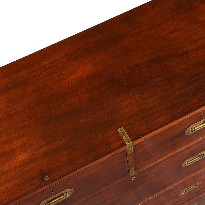 Top Down View Of Anglo Indian Teak Campaign Chest Of Drawers - 19thC | Indigo Antiques