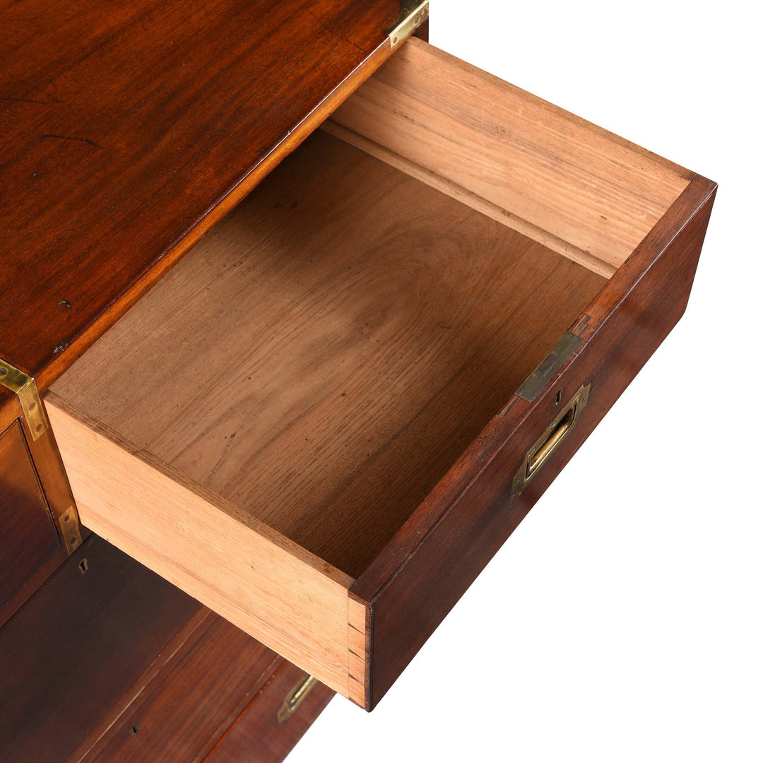 Drawer Detail From Anglo Indian Teak Campaign Chest Of Drawers - 19thC | Indigo Antiques
