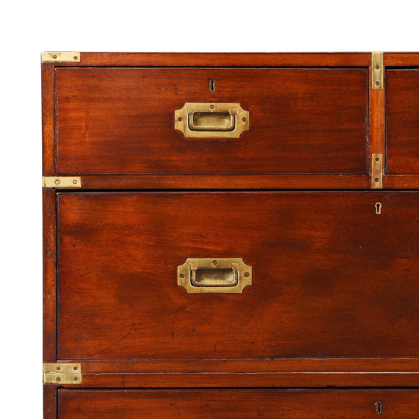 Anglo Indian Teak Campaign Chest Of Drawers - 19thC
