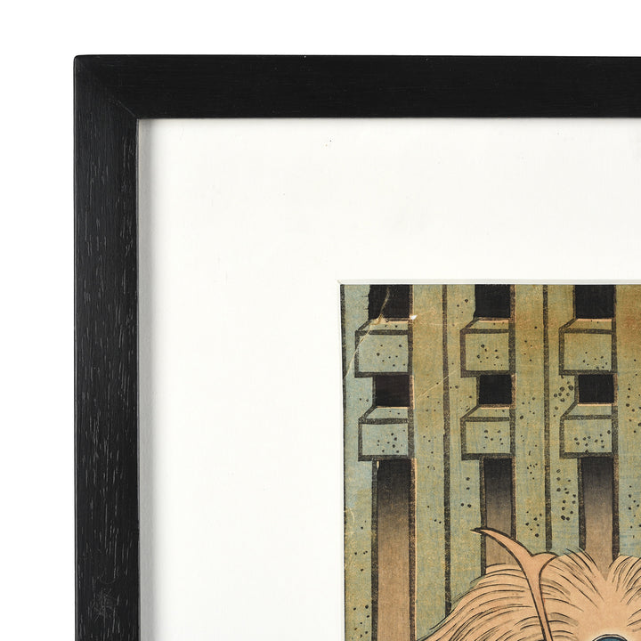 Frame Detail From Antique Framed Japanese Woodblock Print by Utagawa Kunisada - Edo Period | Indigo Antiques