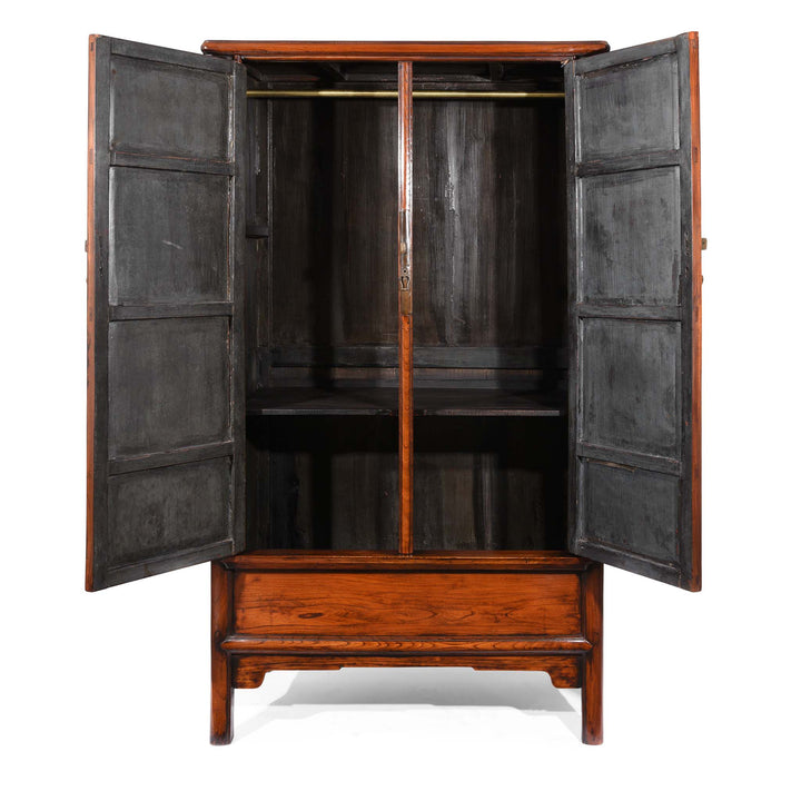 Open Doors View Of Chinese Red Elm Taper Cabinet - 19thC | Indigo Antiques