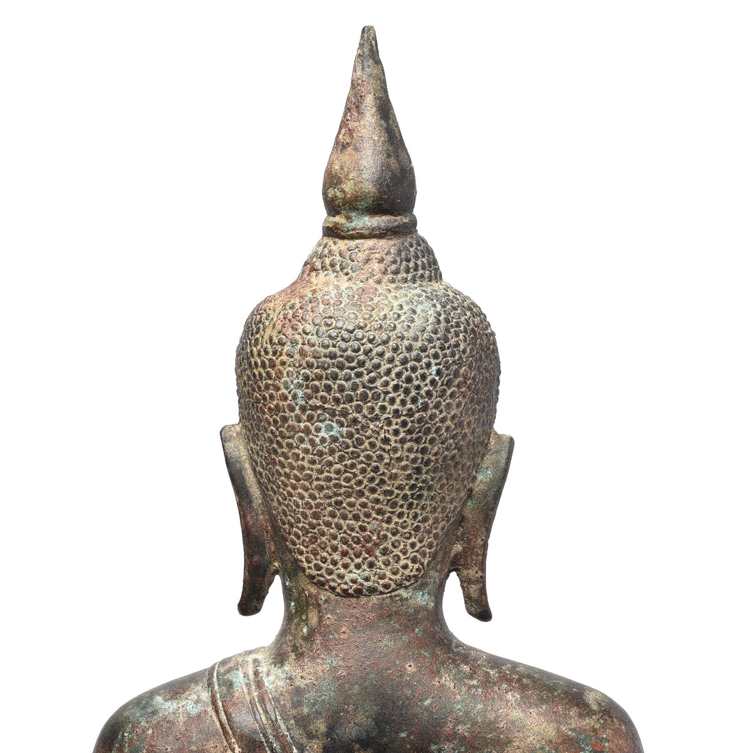 Back Of Head Detail Bronze Buddha From Thailand - Ca 1920 | Indigo Antiques