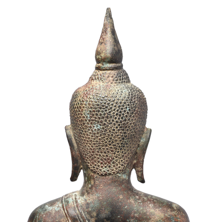 Back Of Head Detail Bronze Buddha From Thailand - Ca 1920 | Indigo Antiques