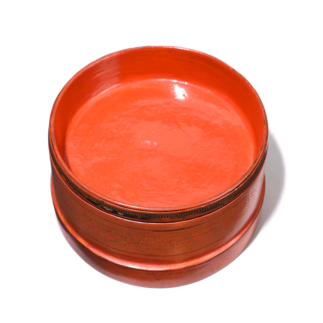 Interior Of Red Lacquer Burmese Betel Box - Ca 1920