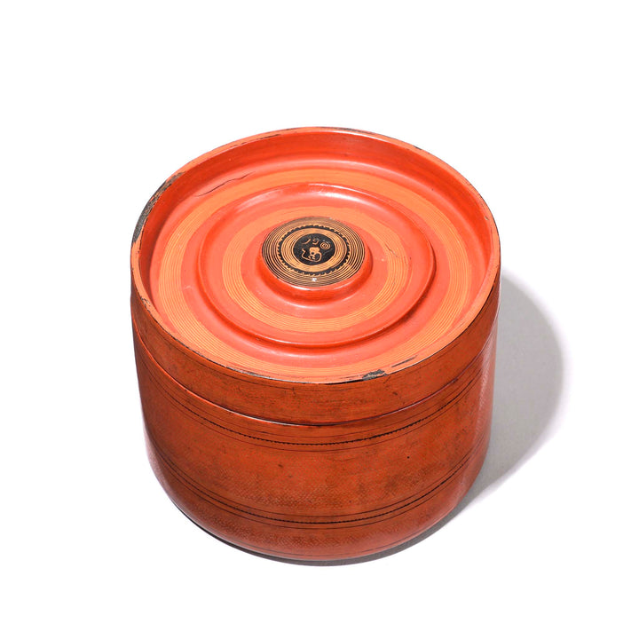 Underside Of Red Lacquer Burmese Betel Box - Ca 1920