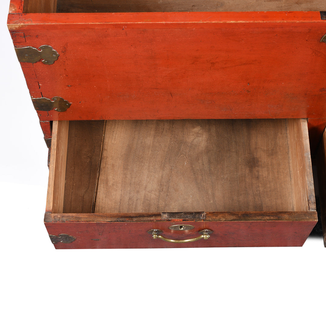 Drawer Interior Of Red Lacquer Teak Wood Chinese Chest - 18thC | Indigo Antiques