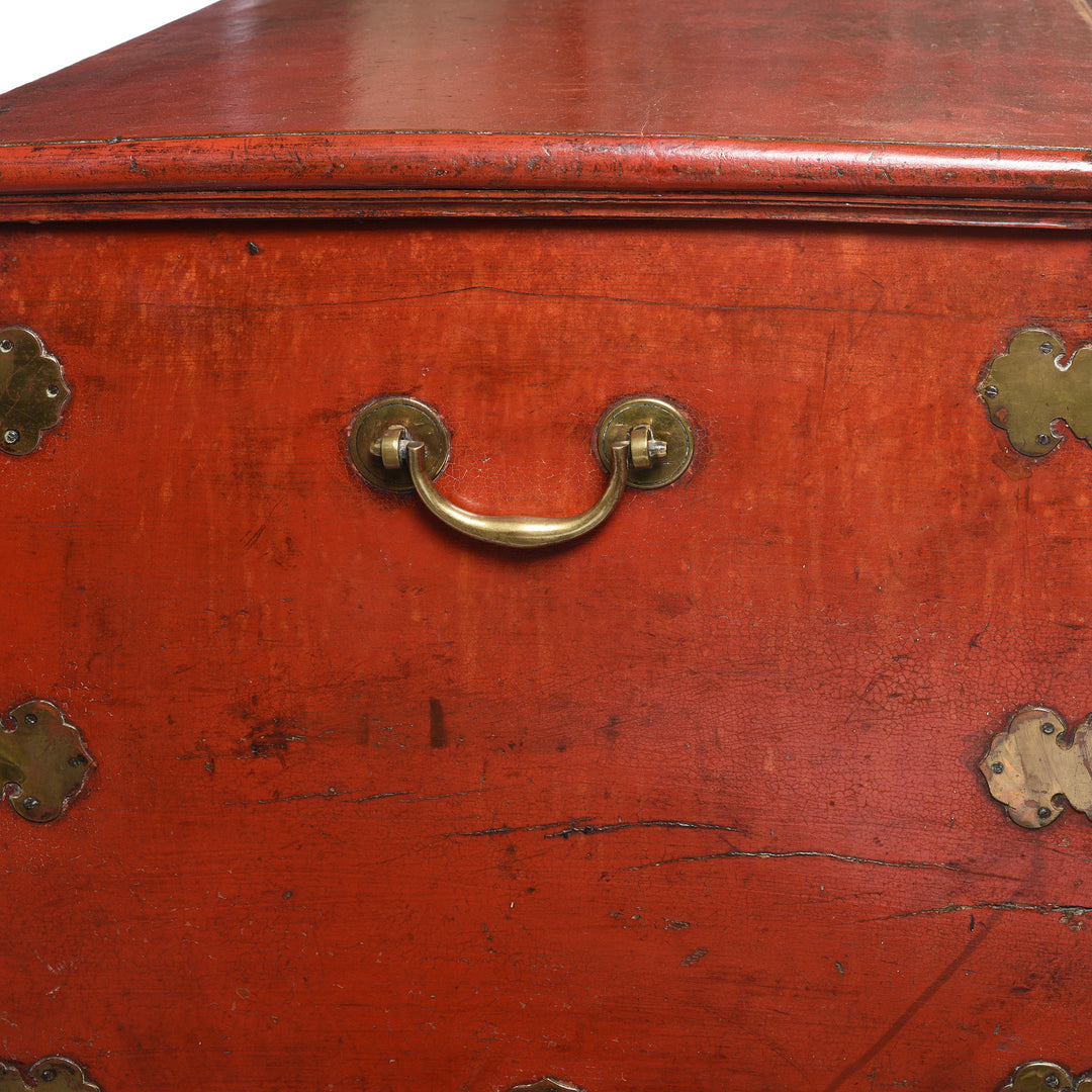 Handle Detail From Red Lacquer Teak Wood Chinese Chest - 18thC | Indigo Antiques