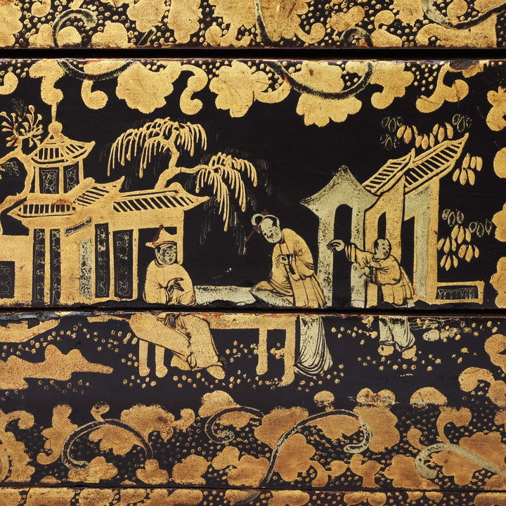 Paintwork Detail From Chinoiserie Lacquer Sewing Box - Qing Dynasty Early 19thC | Indigo Antiques