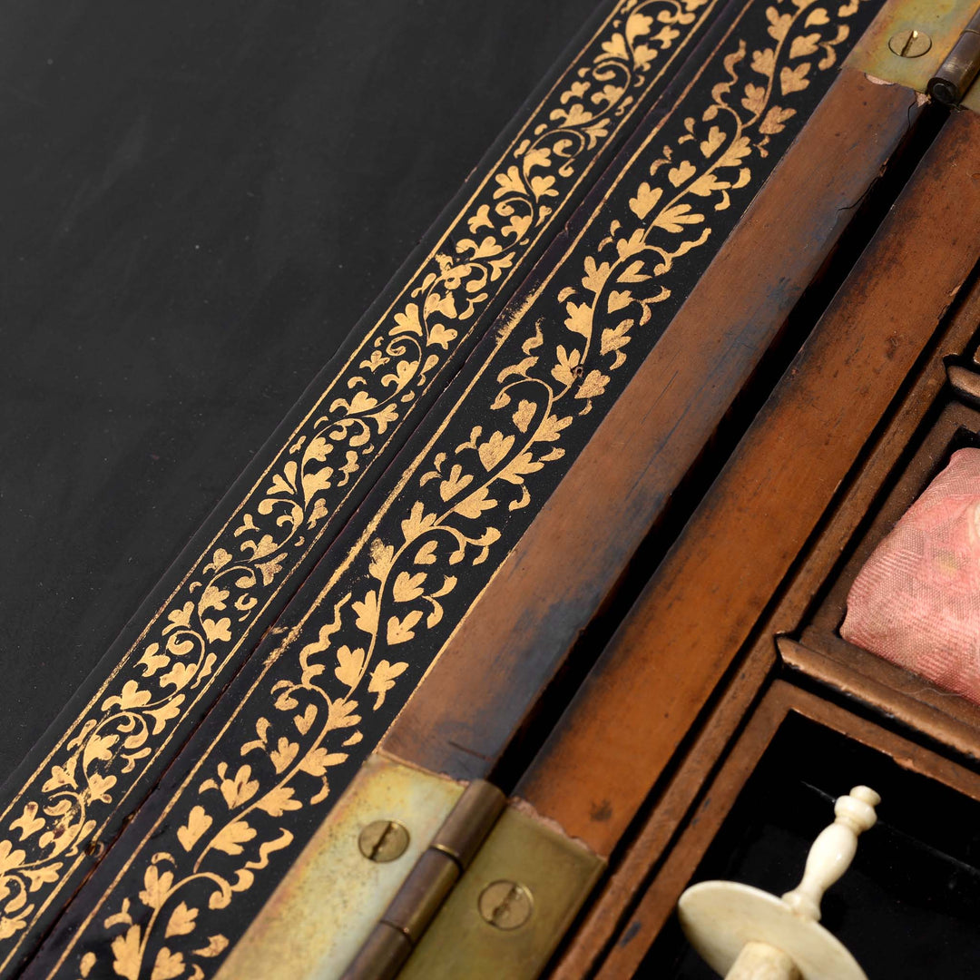 Paintwork Detail From Chinoiserie Lacquer Sewing Box - Qing Dynasty Early 19thC | Indigo Antiques