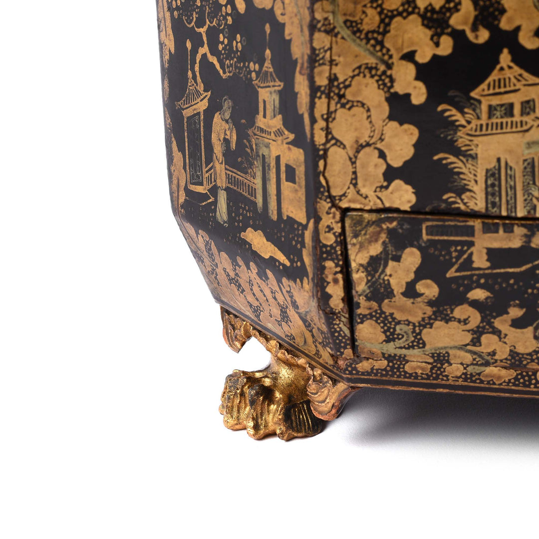 Foot Detail From Chinoiserie Lacquer Sewing Box - Qing Dynasty Early 19thC | Indigo Antiques